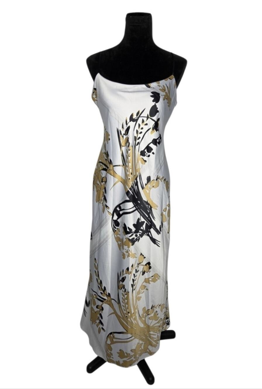 Natori Floral Print Satin Maxi Slip Dress Spaghetti Strap Loungewear Gown Size S